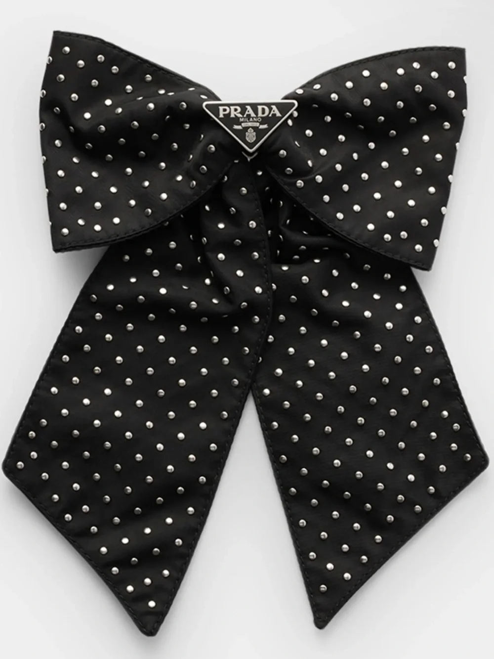 Prada Studded Re-Nylon Studded Embellished Logo Hair Clip NEW